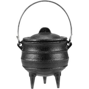 SINJEUN 4.1 Inch Black Cast Iron Cauldron with Lid and Handle, Ideal for Smudging, Incense Burning, Ritual Purpose, Decoration in Saudi Arabia