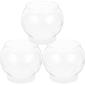 Ipetboom Glass Vase 3pcs Clear Fish Bowl Globe Fish Tank Terrarium Candle Holder Bubble Bowl Round Flower Vase Plant Pot Small Aquarium Goldfish Tank for Home Office M Plastic Fish Bowls