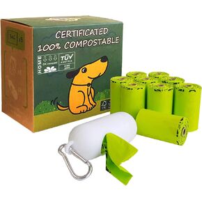 Certified Compostable Dog Poop Bag Rolls, Landfill friendly Doggie Poop Bags, Vegetable-Based, ASTM D6400, Unscented, Extra Thick, Leak Proof, Size 9 x 13 Inches, Refills 240 Counts in Saudi Arabia