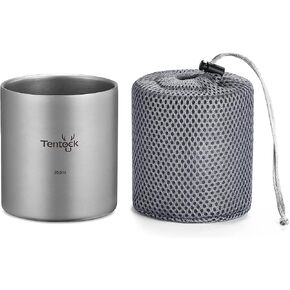 Tentock Double Walled Titanium Mug Backpacking Portable Camping Cup 350ml/450ml Lightweight Heat Resistant Coffee Mug Tea Cup with Storage Bag for Hiking Picnic Travel or Daily Use (350ml) in Kuwait