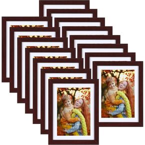 8.5x11 Picture Frame 15 Pack, Display 8.5x11 Certificate with Mat or 11x14 Picture without Mat, Natural Wood Color Multi Award Diploma Document Frame for Wall or Tabletop