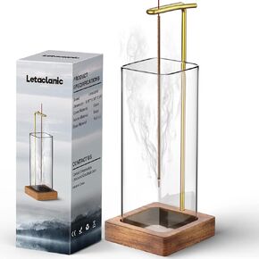 Letaclanic Incense Holder for Sticks, Insence-Stick Holder with Removable Glass Ash Catcher Makes Effortless, The Anti-Ash Flying Design Incense Burner for Serene Atmosphere Meditation Room in Saudi Arabia