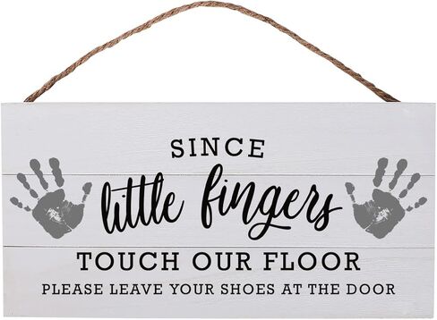GSM Brands Little Fingers No Shoes Wood Plank Hanging Sign (13.75 x 6.9 Inches) in Kuwait