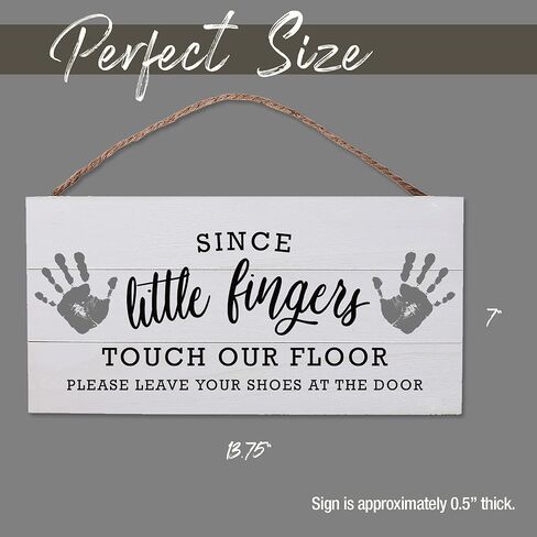GSM Brands Little Fingers No Shoes Wood Plank Hanging Sign (13.75 x 6.9 Inches) in Kuwait