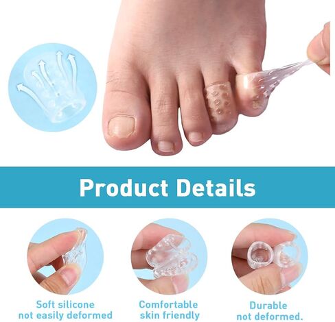 Jaeskeclip 50 Pcs Toe Protector, Silicone Anti-Friction Toe Protector Toe Caps, Transparent Breathable Little Toe Covers for Ingrown Toenails, Corns, Calluses and Pain Relief in Saudi Arabia