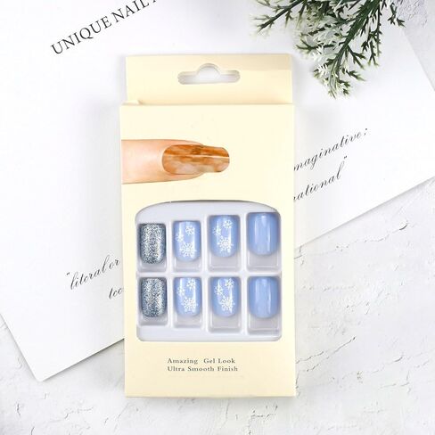 Christmas Press On Nails Long Coffin, 24pcs Christmas French Tip Press On Nails Long With Snowflake Designs Red Coffin False Fake Nails Artificial Nails For Women (Xmas Conffin) in Kuwait