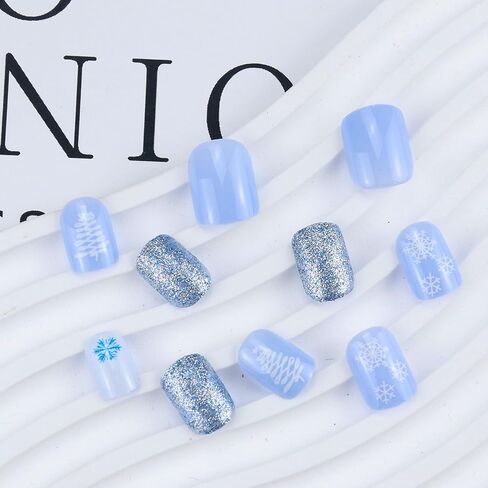 Christmas Press On Nails Long Coffin, 24pcs Christmas French Tip Press On Nails Long With Snowflake Designs Red Coffin False Fake Nails Artificial Nails For Women (Xmas Conffin) in Kuwait