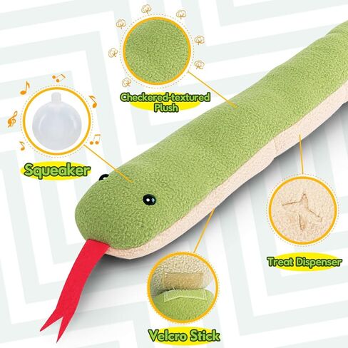 KuddelMuddel Dog Squeaky Treats Dispensing Enrichment Puzzle Snuffle Toy, Fun Interactive Stuffed Chew Toy for Natural Foraging Instincts Training for Small Medium Large Breeds (Snake Design) in Kuwait