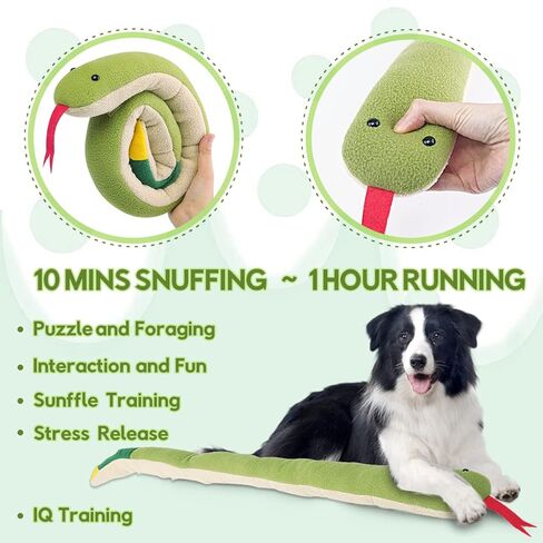 KuddelMuddel Dog Squeaky Treats Dispensing Enrichment Puzzle Snuffle Toy, Fun Interactive Stuffed Chew Toy for Natural Foraging Instincts Training for Small Medium Large Breeds (Snake Design) in Kuwait