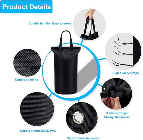 Winsper Weight Bags, 176 LBS Extra Large Pop up Gazebos Weights Sand Bags (176 LBS) for Pop up Canopy Tent Outdoor Instant Canopies, Double Strand 1680D Thickened, Black (Sand Not Included) in Kuwait