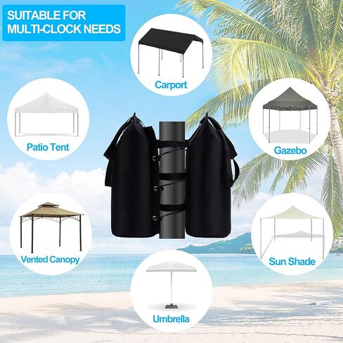 Winsper Weight Bags, 176 LBS Extra Large Pop up Gazebos Weights Sand Bags (176 LBS) for Pop up Canopy Tent Outdoor Instant Canopies, Double Strand 1680D Thickened, Black (Sand Not Included) in Kuwait