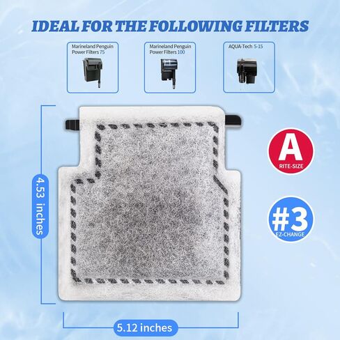 driamor Rite-Size A EZ-Change Replacement Filter Cartridges for MarineLand Penguin Power Filter75,100&Aqua-Tech 5-15 Power Filters Fish Tank Replacement Filter Carbon Cartridges 8 PCS in Kuwait