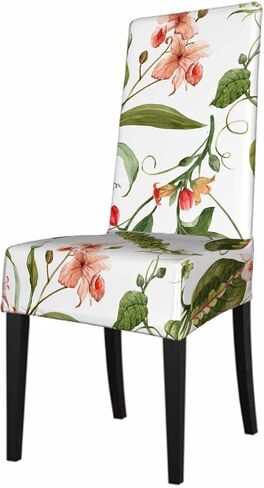 Elegant Flowers Kitchen Chair Covers Spring Botanical Plant Garden Blossom Foliage Stretchable Polyester for Dining Room, Hotel, Ceremony, Restaurant 1 Pack in Saudi Arabia