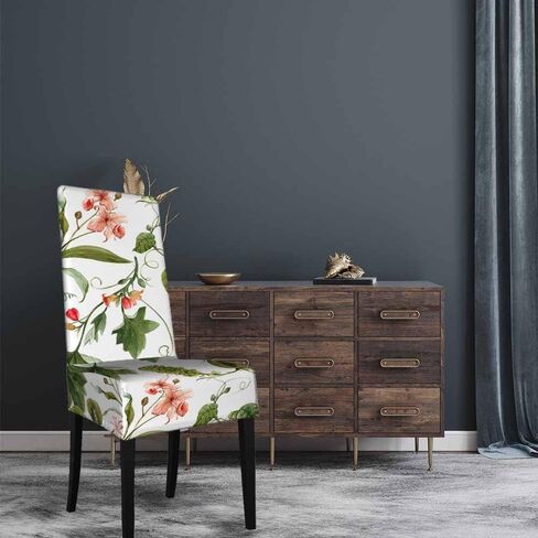 Elegant Flowers Kitchen Chair Covers Spring Botanical Plant Garden Blossom Foliage Stretchable Polyester for Dining Room, Hotel, Ceremony, Restaurant 1 Pack in Saudi Arabia