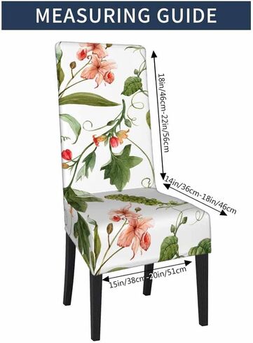 Elegant Flowers Kitchen Chair Covers Spring Botanical Plant Garden Blossom Foliage Stretchable Polyester for Dining Room, Hotel, Ceremony, Restaurant 1 Pack in Saudi Arabia