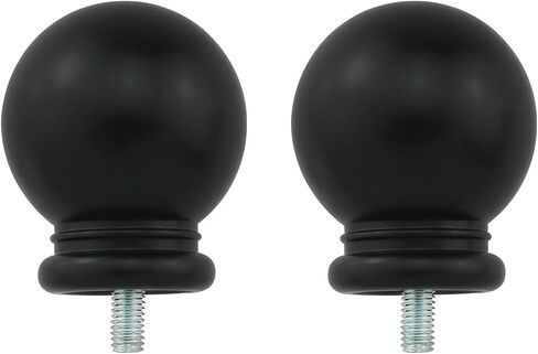 ZZLZX Round Curtain Rod Finial 2PCS Black Plastic Drapery Pole Ball Ends for 5/8 Inch Dia Rod, Drapery Rod Finials in Saudi Arabia