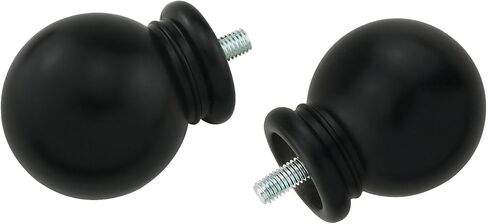ZZLZX Round Curtain Rod Finial 2PCS Black Plastic Drapery Pole Ball Ends for 5/8 Inch Dia Rod, Drapery Rod Finials in Saudi Arabia