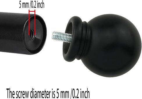 ZZLZX Round Curtain Rod Finial 2PCS Black Plastic Drapery Pole Ball Ends for 5/8 Inch Dia Rod, Drapery Rod Finials in Saudi Arabia