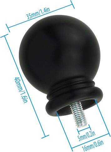 ZZLZX Round Curtain Rod Finial 2PCS Black Plastic Drapery Pole Ball Ends for 5/8 Inch Dia Rod, Drapery Rod Finials in Saudi Arabia