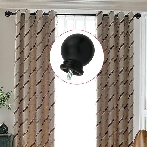 ZZLZX Round Curtain Rod Finial 2PCS Black Plastic Drapery Pole Ball Ends for 5/8 Inch Dia Rod, Drapery Rod Finials in Saudi Arabia