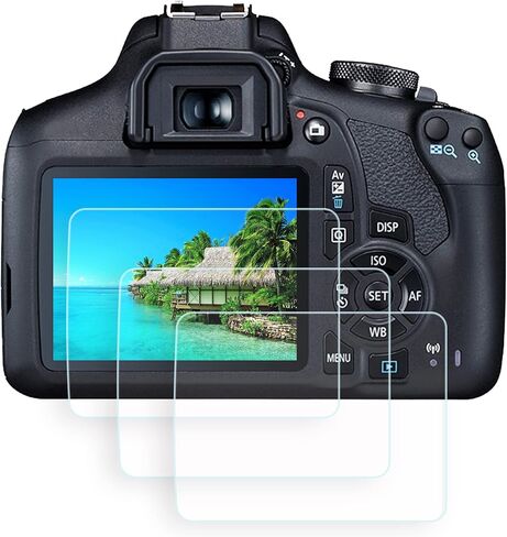 واقي شاشة Rebel T7 T6 T5، 3 عبوات من الزجاج المقوى LCD متوافق مع غطاء فيلم Protive Canon EOS 1500D 1300D 1200D in Kuwait