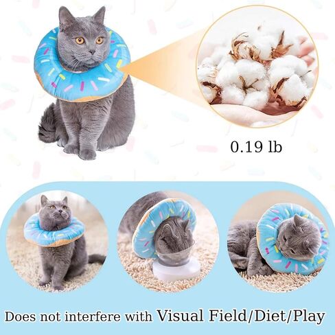 Cat Cone Collar Soft,Cat Recovery Collar,Cat Cone After Surgery,Cat Neck Pillow,Cat Cones to Stop Licking,Cute Cat Donut Collar Soft Cat Cone,Elizabethan Collar for Kitten Puppy (Blue) in Saudi Arabia