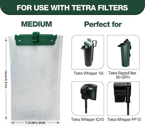 xbbwmrs 8 Count Medium Filter Cartridges Compatible with Tetra Whisper Bio-Bag Filters Medium Replacement Filter Cartridges for Whisper ReptoFilter and 10i IQ10 PF10 Power Filters -Ready to Use in Saudi Arabia