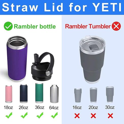 غطاء من القش لـ Yeti Rambler 18 26 36 64 أونصة، غطاء مزود بماصات ومقبض مرن، غطاء بديل لـ Yeti 18oz 26oz 36oz 64oz Rambler غطاء من القش لزجاجة المياه in Kuwait