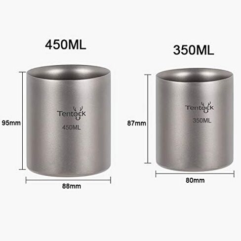 Tentock Double Walled Titanium Mug Backpacking Portable Camping Cup 350ml/450ml Lightweight Heat Resistant Coffee Mug Tea Cup with Storage Bag for Hiking Picnic Travel or Daily Use (350ml) in Kuwait