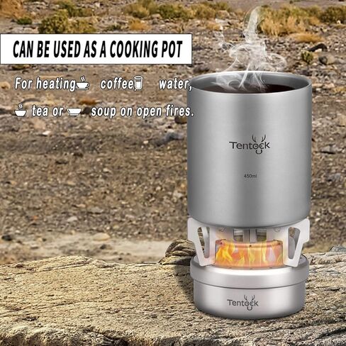 Tentock Double Walled Titanium Mug Backpacking Portable Camping Cup 350ml/450ml Lightweight Heat Resistant Coffee Mug Tea Cup with Storage Bag for Hiking Picnic Travel or Daily Use (350ml) in Kuwait