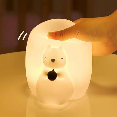 WakeCreator Cute Squirrel Night Light for Kids with 7 Color Changing Mode，USB-C Rechargeable LED Night Light & Remote Control，Night Light for Baby Nursery in Saudi Arabia