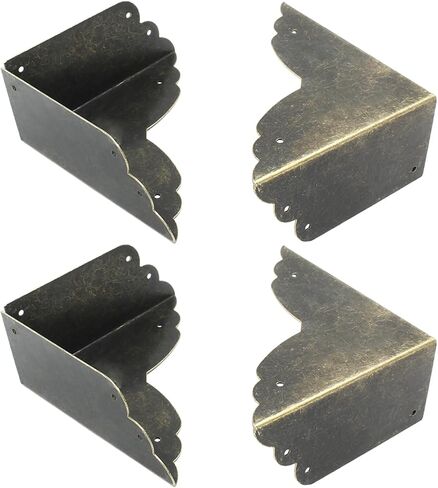 Bivethoi 8 Packs Bronze Box Corner Protectors, Edge Cover Safety Guard Furniture Decorative Metal Table Corner (2.76" x 0.79") in Saudi Arabia