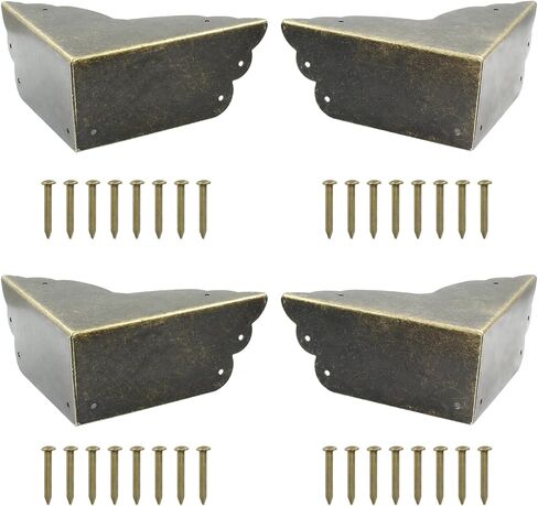 Bivethoi 8 Packs Bronze Box Corner Protectors, Edge Cover Safety Guard Furniture Decorative Metal Table Corner (2.76" x 0.79") in Saudi Arabia