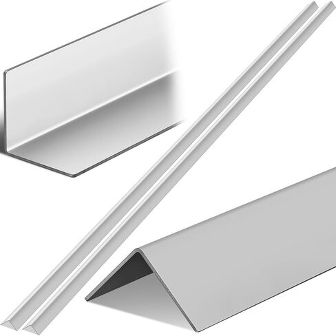 Blulu 2 Pcs Stainless Steel Corner Guards 1 x 1 x 72 Inches Metal Wall Corner Protector with 90 Degree Angle Corner Guards Corner Protectors for Walls Protection and Decoration, Silver in Saudi Arabia