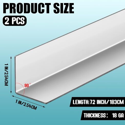 Blulu 2 Pcs Stainless Steel Corner Guards 1 x 1 x 72 Inches Metal Wall Corner Protector with 90 Degree Angle Corner Guards Corner Protectors for Walls Protection and Decoration, Silver in Saudi Arabia