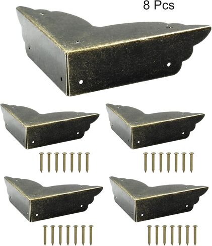 Bivethoi 8 Packs Bronze Box Corner Protectors, Edge Cover Safety Guard Furniture Decorative Metal Table Corner (2.76" x 0.79") in Saudi Arabia