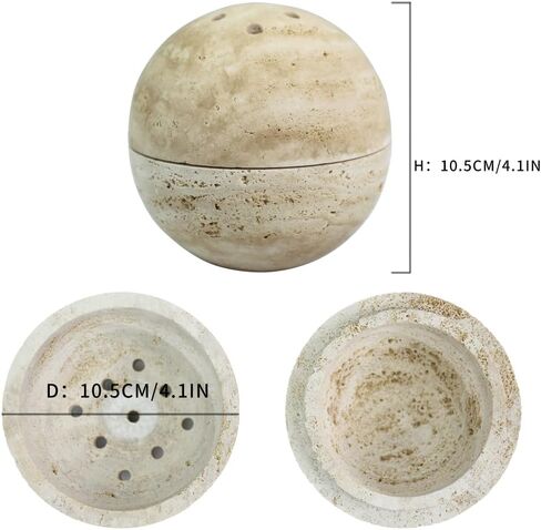 100% Natural Travertine Spherical Incense Burner, Manual Incense Burner Holder, Ideal for smudging, Incense Burning, Ritual Purpose, Decoration etc. in Saudi Arabia