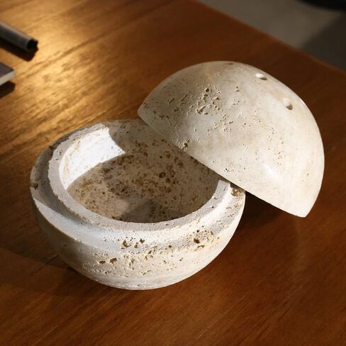 100% Natural Travertine Spherical Incense Burner, Manual Incense Burner Holder, Ideal for smudging, Incense Burning, Ritual Purpose, Decoration etc. in Saudi Arabia
