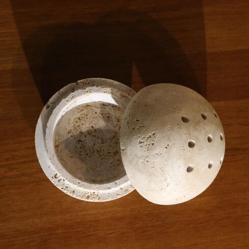 100% Natural Travertine Spherical Incense Burner, Manual Incense Burner Holder, Ideal for smudging, Incense Burning, Ritual Purpose, Decoration etc. in Saudi Arabia