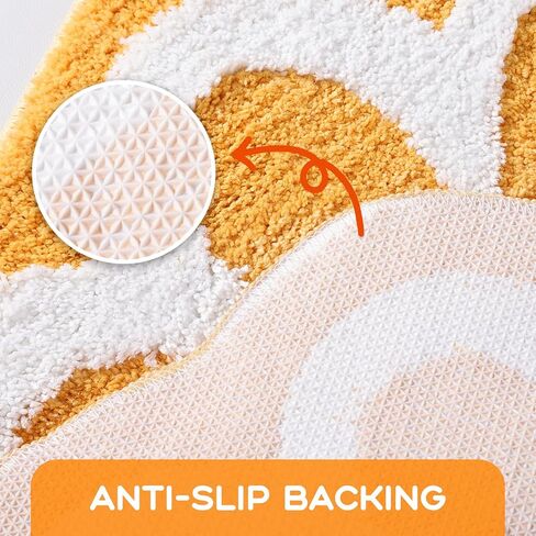 سجاد حمام أصفر من TRUEDAYS، بساط حمام على شكل زهرة لطيفة للنساء، سجادة حمام صغيرة ماصة وغير قابلة للانزلاق، سجادة حمام ناعمة من الألياف الدقيقة قابلة للغسل لأرضية الحمام، والدش، وحوض الاستحمام in Kuwait