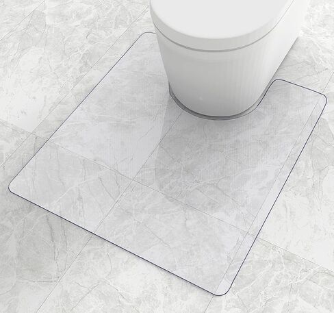 100poinONE Toilet Bath Mat U-Shaped Crystal Clear Commode Contour Rug, Bathroom Mat for Toilet Base Non-Slip, Waterproof, Wipe to Clean and Dries Quickly for Bathroom (27"×22"x0.12“) in Kuwait