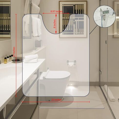 100poinONE Toilet Bath Mat U-Shaped Crystal Clear Commode Contour Rug, Bathroom Mat for Toilet Base Non-Slip, Waterproof, Wipe to Clean and Dries Quickly for Bathroom (27"×22"x0.12“) in Kuwait