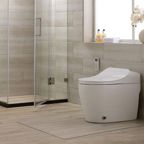 100poinONE Toilet Bath Mat U-Shaped Crystal Clear Commode Contour Rug, Bathroom Mat for Toilet Base Non-Slip, Waterproof, Wipe to Clean and Dries Quickly for Bathroom (27"×22"x0.12“) in Kuwait