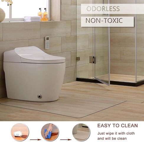 100poinONE Toilet Bath Mat U-Shaped Crystal Clear Commode Contour Rug, Bathroom Mat for Toilet Base Non-Slip, Waterproof, Wipe to Clean and Dries Quickly for Bathroom (27"×22"x0.12“) in Kuwait