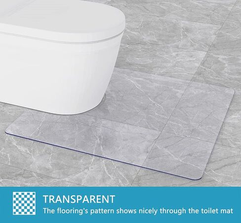 100poinONE Toilet Bath Mat U-Shaped Crystal Clear Commode Contour Rug, Bathroom Mat for Toilet Base Non-Slip, Waterproof, Wipe to Clean and Dries Quickly for Bathroom (27"×22"x0.12“) in Kuwait