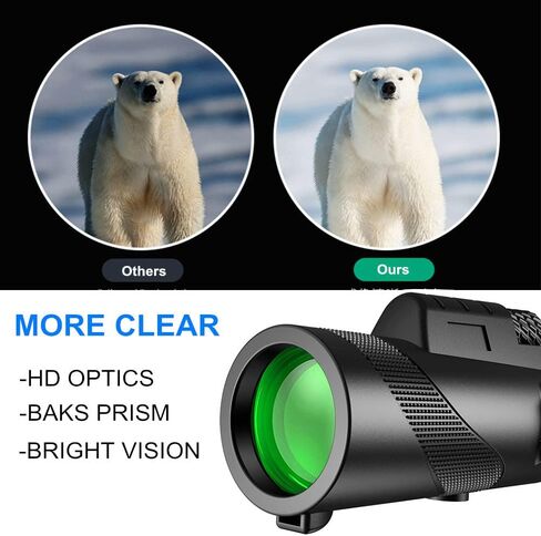 منظار أحادي 80 × 100 - تلسكوب مع حامل للهواتف الذكية وحامل ثلاثي القوائم، نطاق تركيز مزدوج عالي الدقة منشوري عالي الدقة، تلسكوب لصيد الحياة البرية ومشاهدة الطيور والسفر والتخييم والمشي لمسافات طويلة in Kuwait