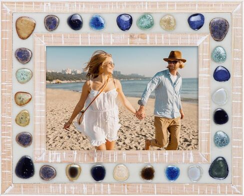 Lyeasw إطار صورة 5 × 7 بقع سيراميك 5 × 7 إطار صور خشبي مع زجاج عالي الوضوح لعرض الحائط والطاولة in Kuwait