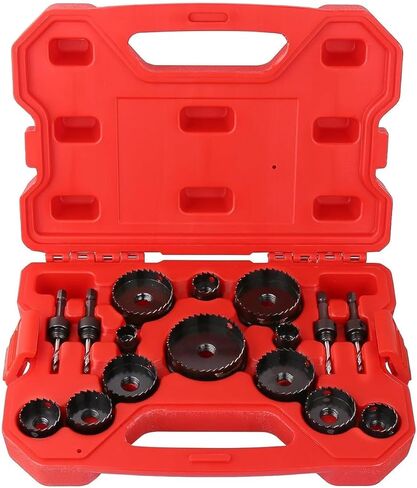 Vearter 10PCS TCT Hole Saw Kit, 5/8''-2'' Carbide Bits Set with Pilot Drill, for Hard Metal, Stainless Steel, Iron, Aluminium, Alloys, Plastics in Kuwait