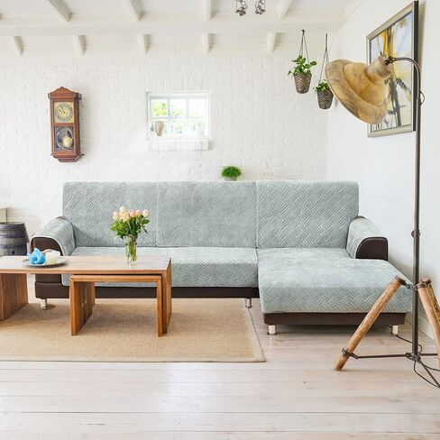 غطاء منزلق للأريكة من Taiyang، واقي غطاء مقعد الأريكة المخملي، أغطية للأريكة ذات المقعدين، مع تصميم مضاد للانزلاق (رمادي فاتح، (العرض: 28 بوصة × الطول: 28 بوصة * قطعة واحدة) in Kuwait