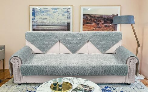 غطاء منزلق للأريكة من Taiyang، واقي غطاء مقعد الأريكة المخملي، أغطية للأريكة ذات المقعدين، مع تصميم مضاد للانزلاق (رمادي فاتح، (العرض: 28 بوصة × الطول: 28 بوصة * قطعة واحدة) in Kuwait